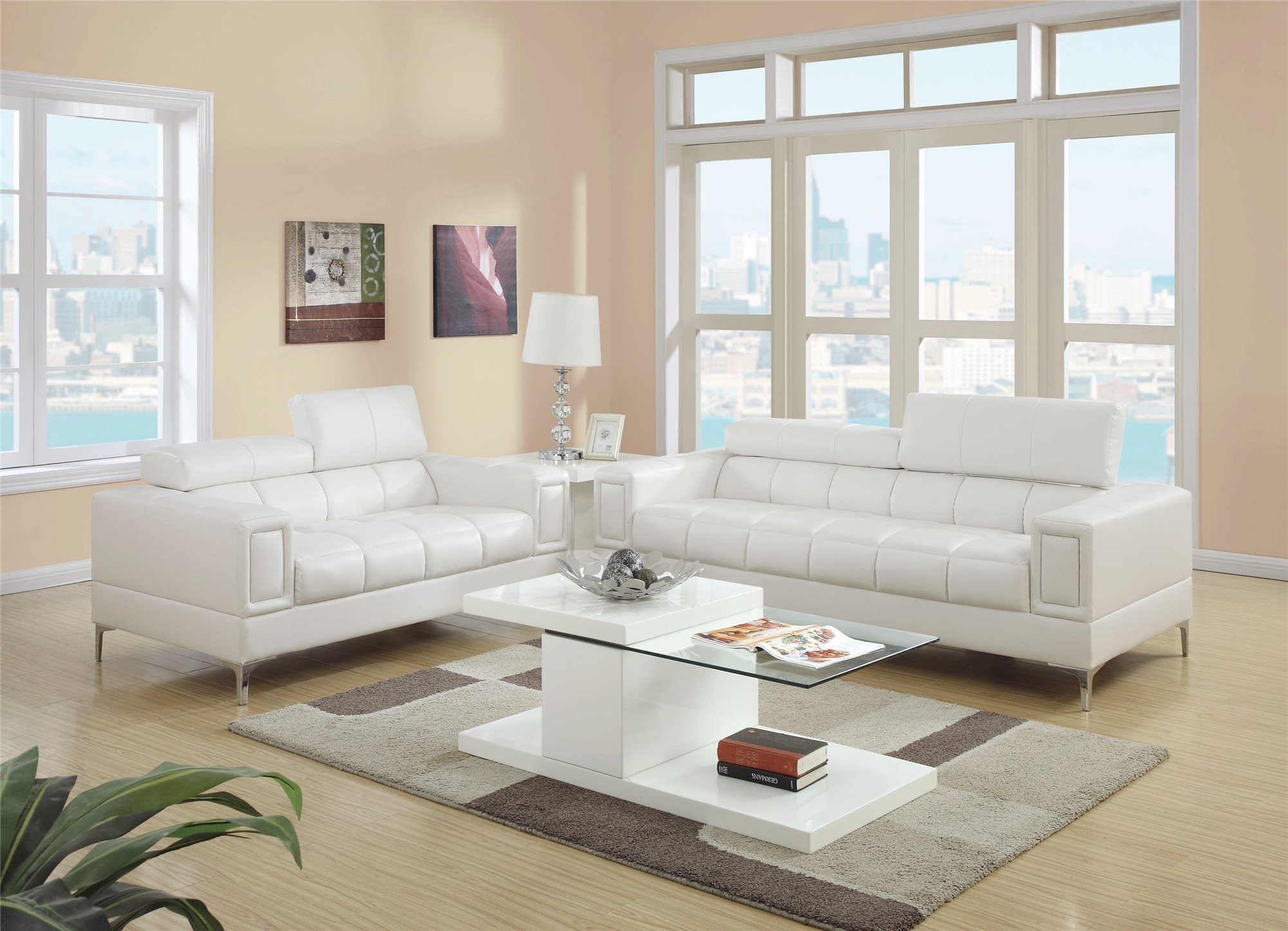 Brayden Studio Cailie 2 Piece Modern Wooden Living Room Set, Faux