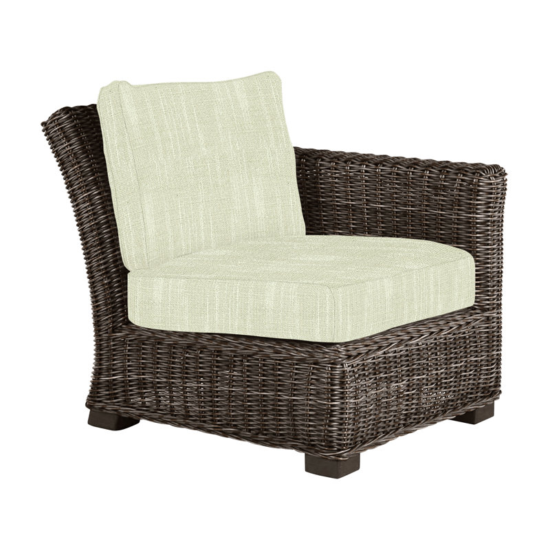 Canapé modulaire rustique tissé à droite - noyer noir, Pas de soudure, Noir noyer, InsideOut® Rollo ‑ lin crème