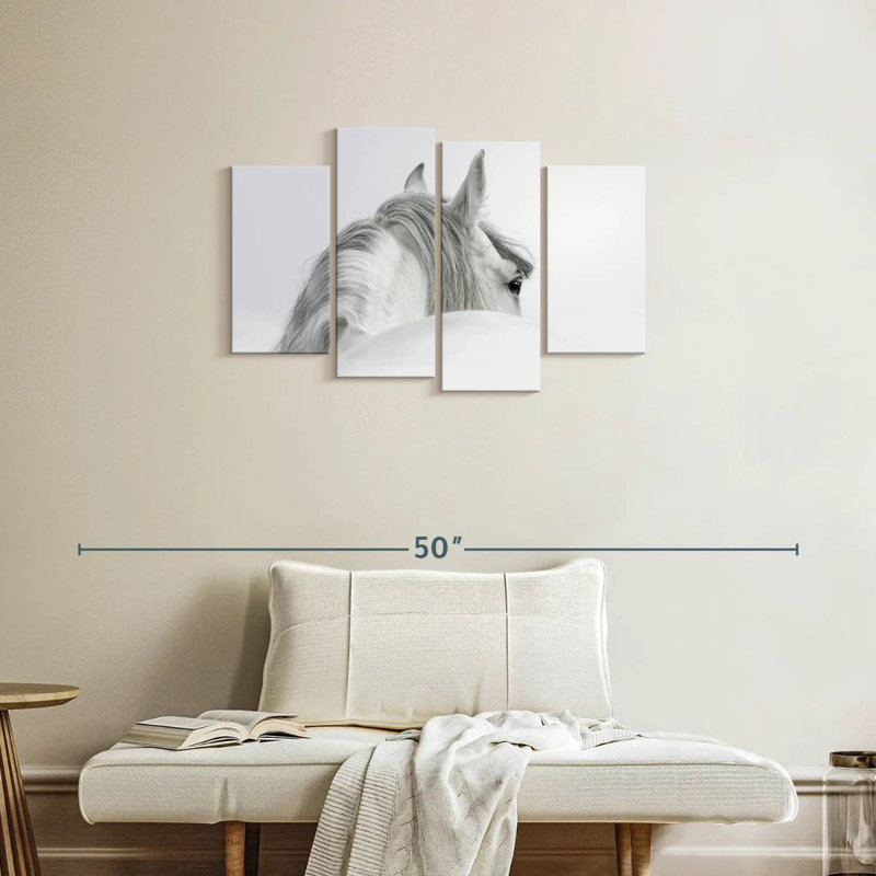Exquisite White Horse, 22" H x 36" W