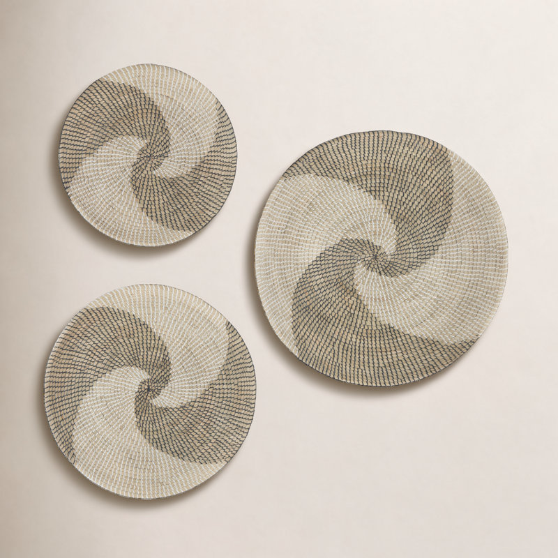 Décoration murale assiette en forme de panier en spirale brun fait à la main