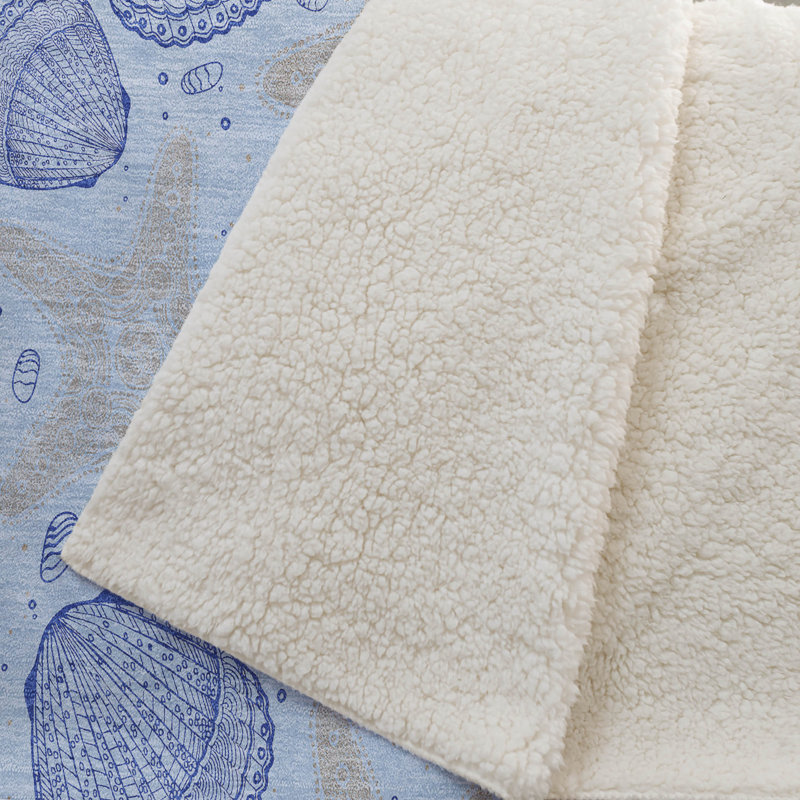 Addison Machine Washable Sherpa Shells Throw Blanket, Blue