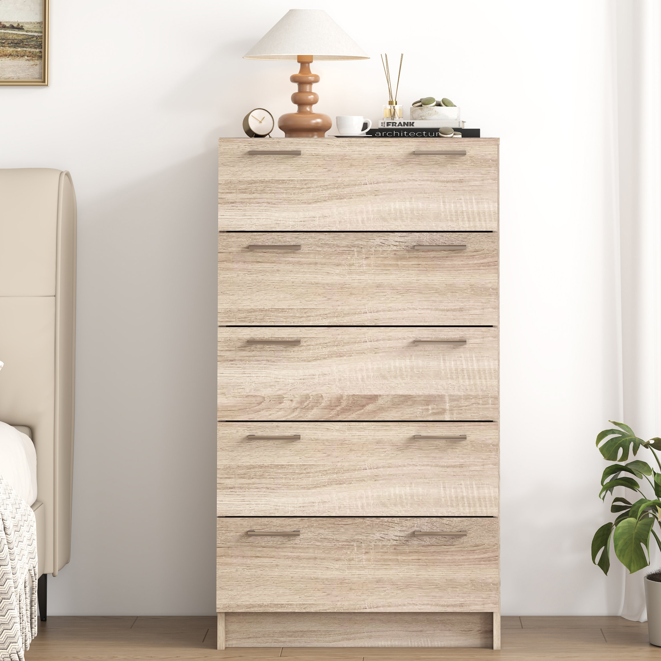 42.6"h Freestanding 5 Drawer Dresser, 23.6"w Chest Of Drawers