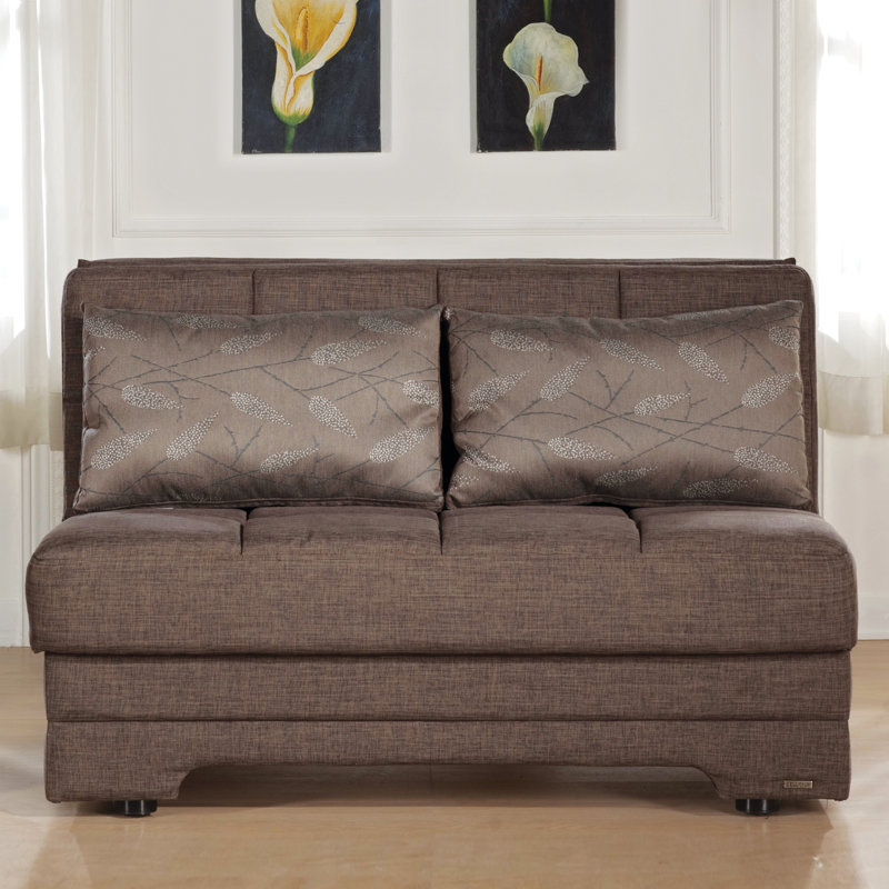 Sehr Chenille Armless Loveseat, Brown