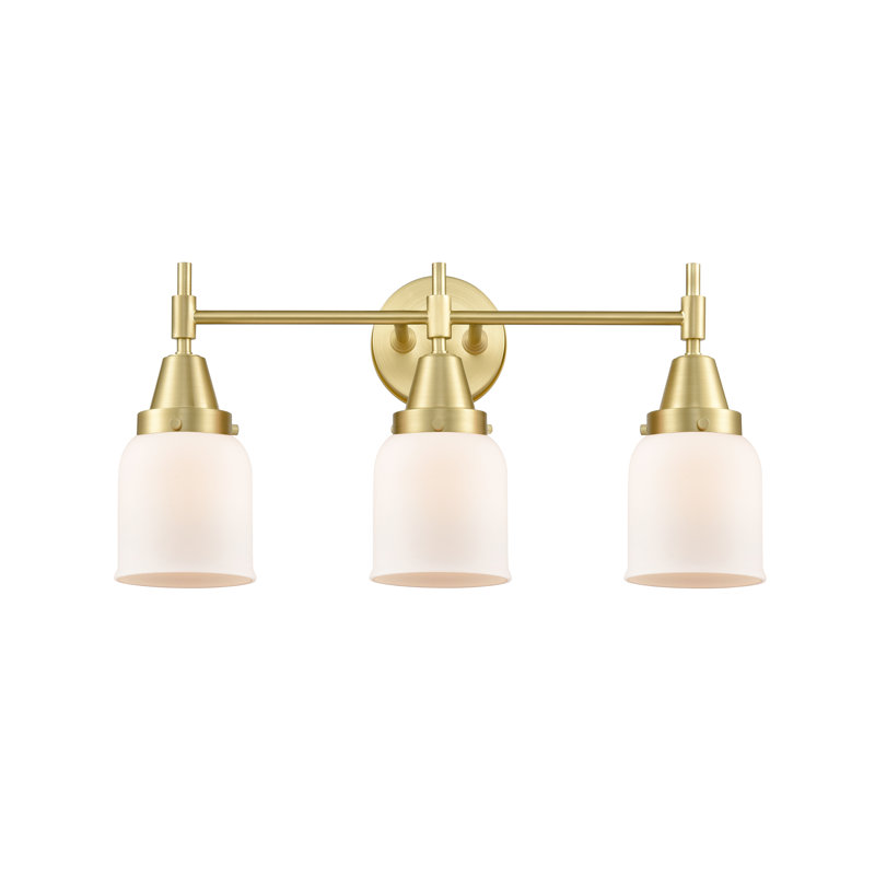 Éclairage pour meuble-lavabo à 3 lumières à intensité variable Gayle, Laiton satiné, Blanc mat