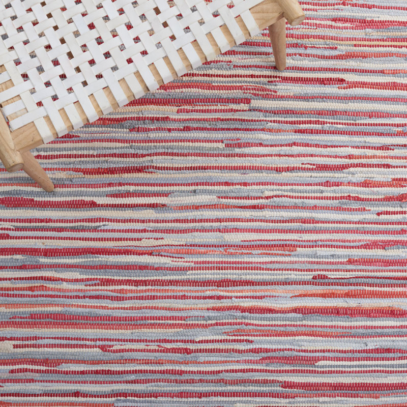 Fales Handwoven Cotton Red Area Rug, Square 6'
