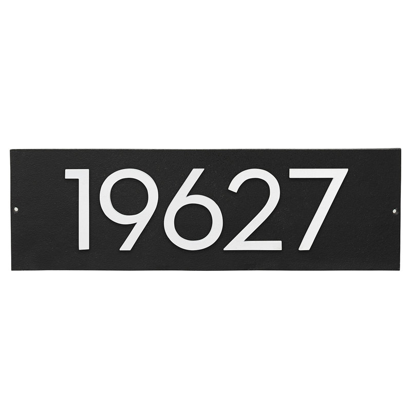 Plaque d'adresse horizontale flottante 4 po (5 chiffres), Noir, Blanc, Oui