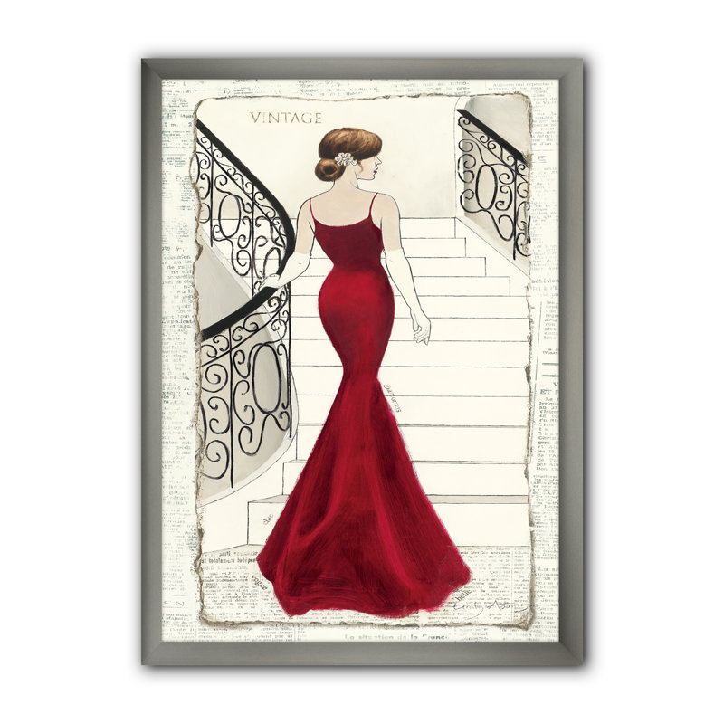 «Elegance Glam Paris Diva III», reproduction d'art sur toile, H 40 po x l 30 po x P 1,5 po, Cadre argenté
