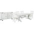 Extendable Trestle Dining Table With 4 Upholstered Side Chairs And Server