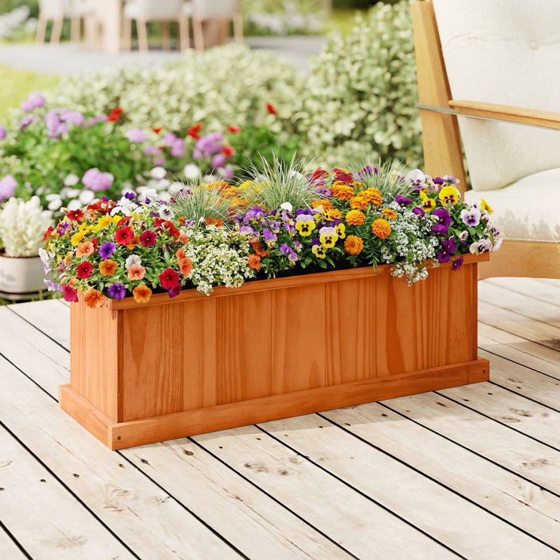  Lit de jardin surélevé en bois 2PCS avec trous de drainage et doublure pour faire pousser des herbes, 2
