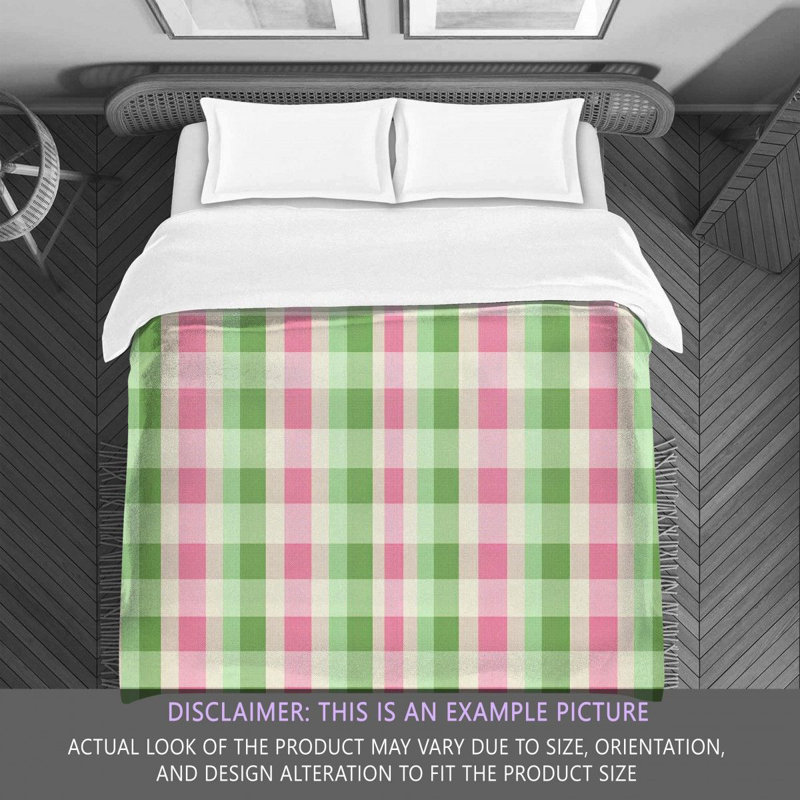 Gingham Comforter, Green/Pink, King Comforter