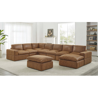 Upholstered 159 " Microfiber / Microsuede U-Shaped Corner Sectional with Ottoman