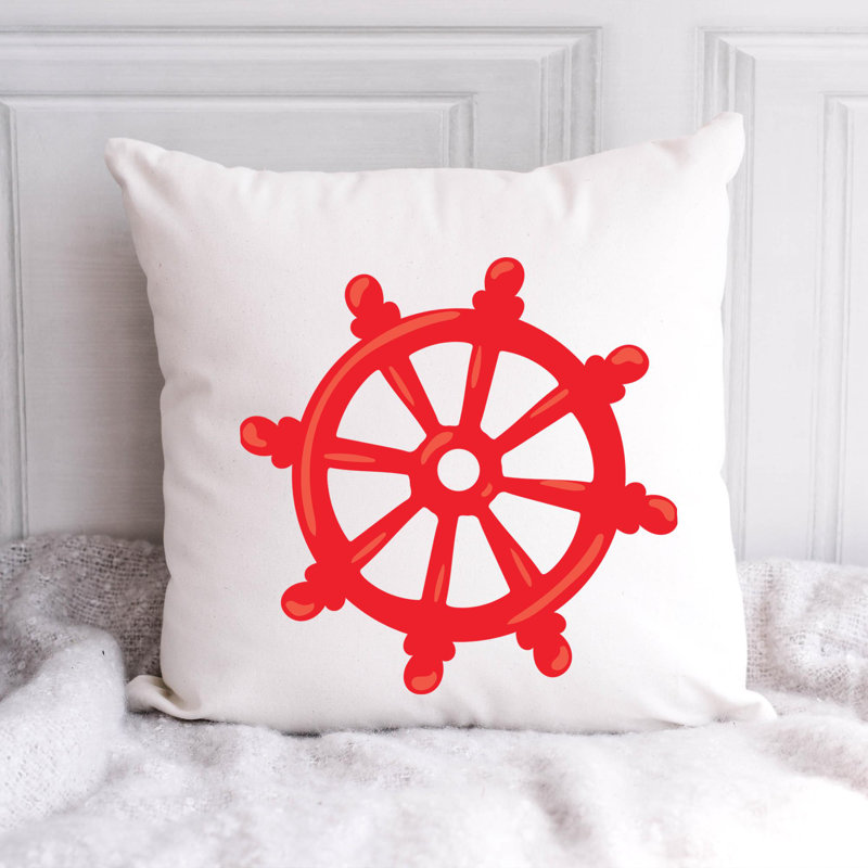 Nautical Sea Life_389 - Coussin décoratif en polyester, H 14 po x l 14 po