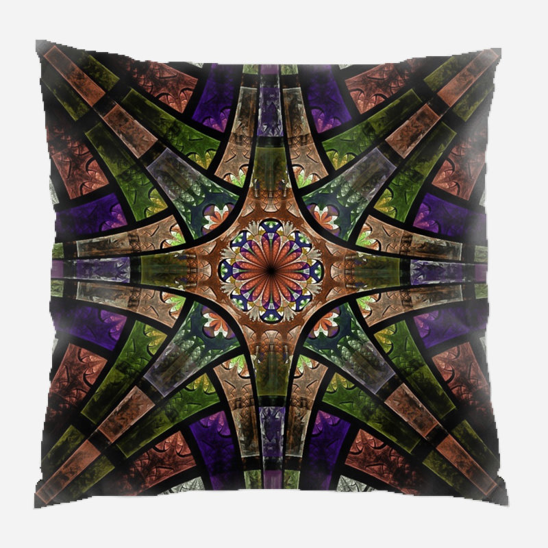 Fractal Geometric Microsuede Reversible Throw Pillow