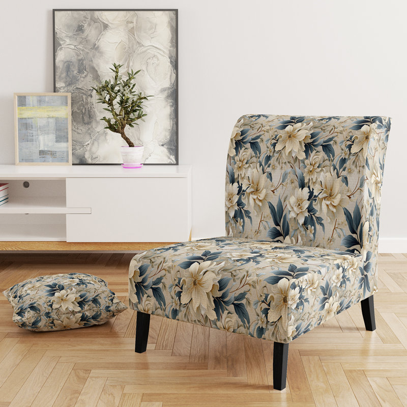 Rustic Victorian Brocade Victorian Motif - Chaise d'appoint de chalet rembourrée à motif floral