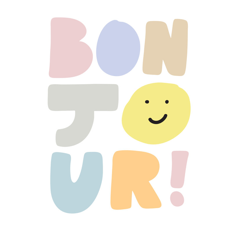 Bonjour Smile - art textuel, H 12 po x l 12 po, No, Toile tendue