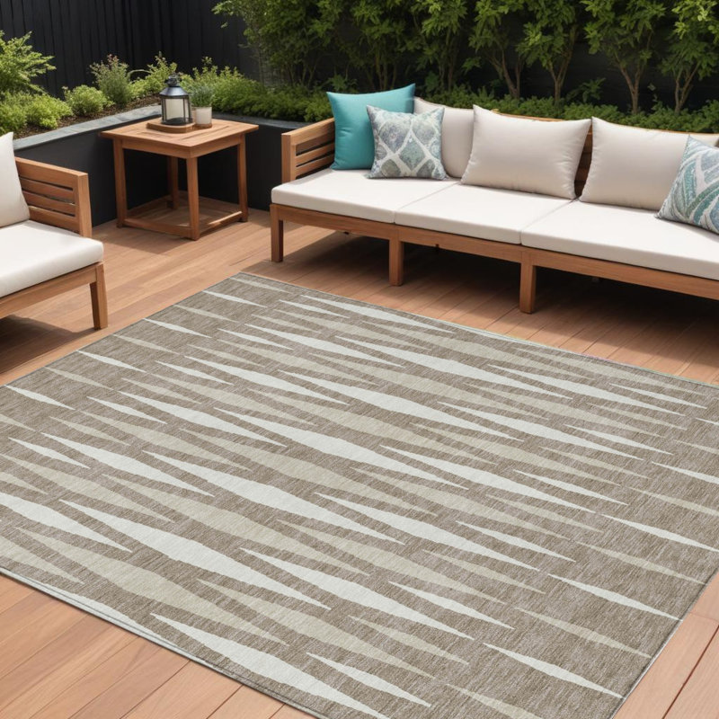 Tapis intérieur / extérieur lavable beige / ivoire 9 'X 12' Taupe