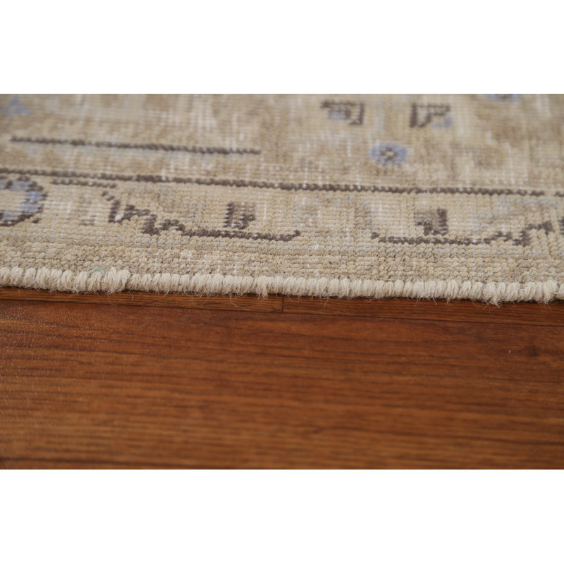 Tapis persan à motif géométrique patiné Kardale noué à la main 6 x 10