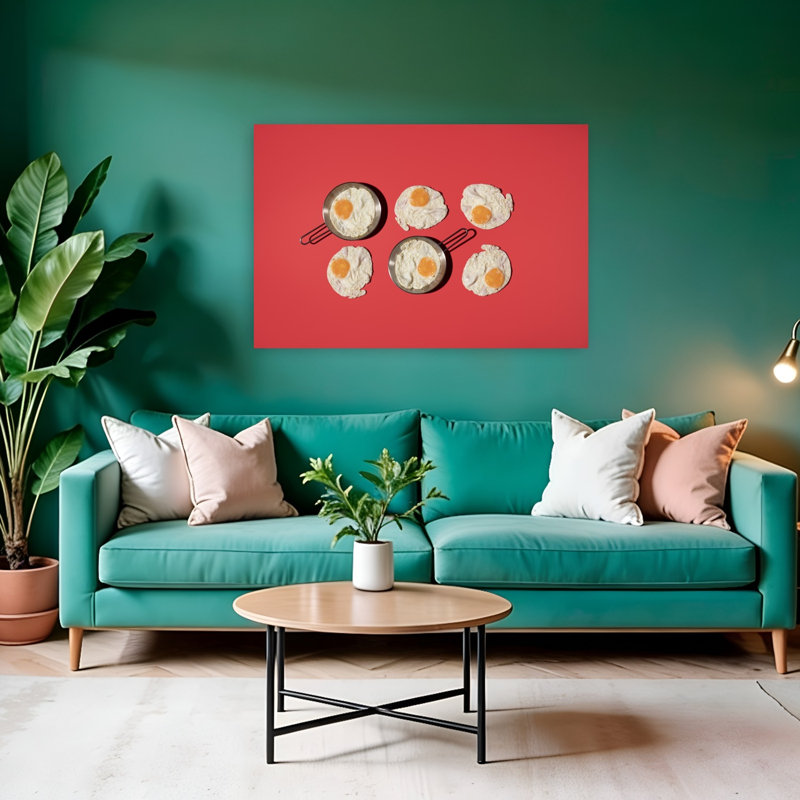 Sunny Side Up Breakfast Minimalist Wall Art Print, H 32 po x l 48 po