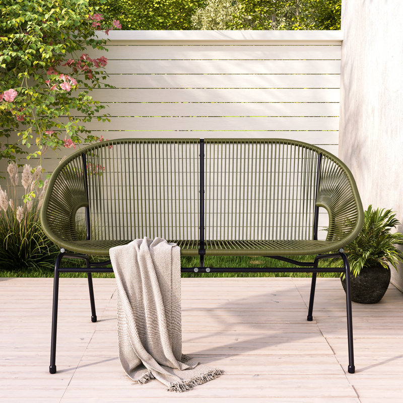CONDESSA OUTDOOR PATIO GREEN WICKER LOVESEAT, Green