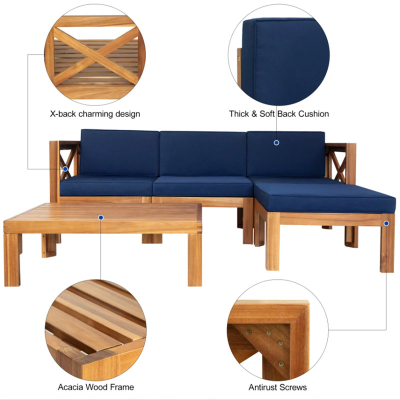 Ensemble de canapé modulaire 5 pièces pour patio