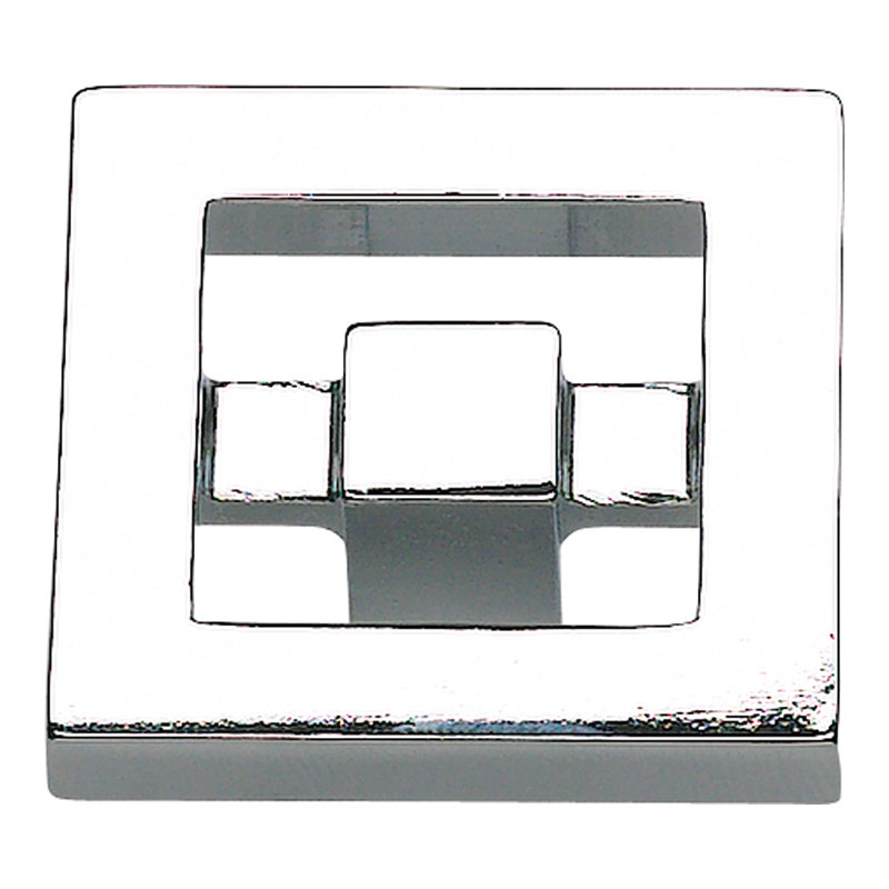 Nobu 1 3/8" Length Square Knob, Polished Chrome