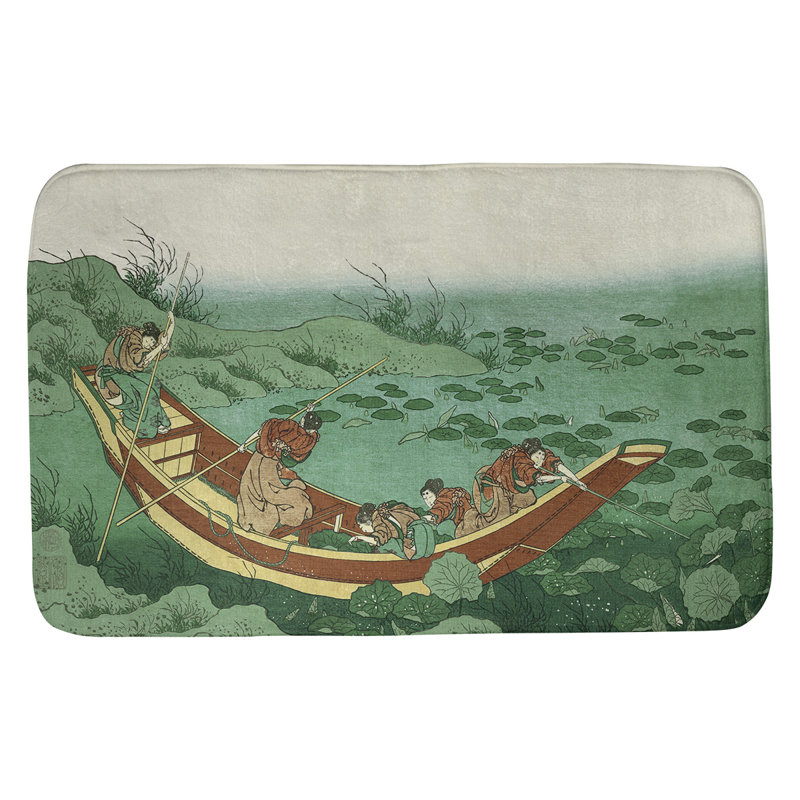 Tapis pour salle de bain lily pad Clair, l 21 po x L 34 po, Rouge / Vert