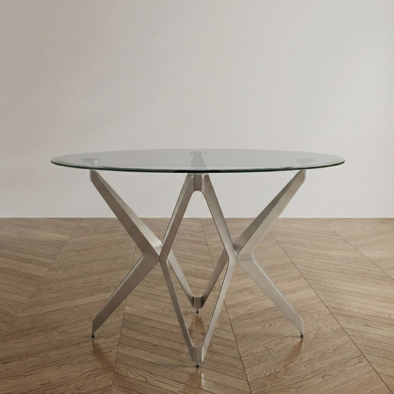 Shawnee Round Glass Top with Steel Base Dining Table