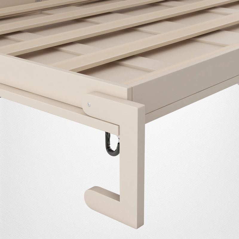 Lit escamotable double avec rangement, Beige