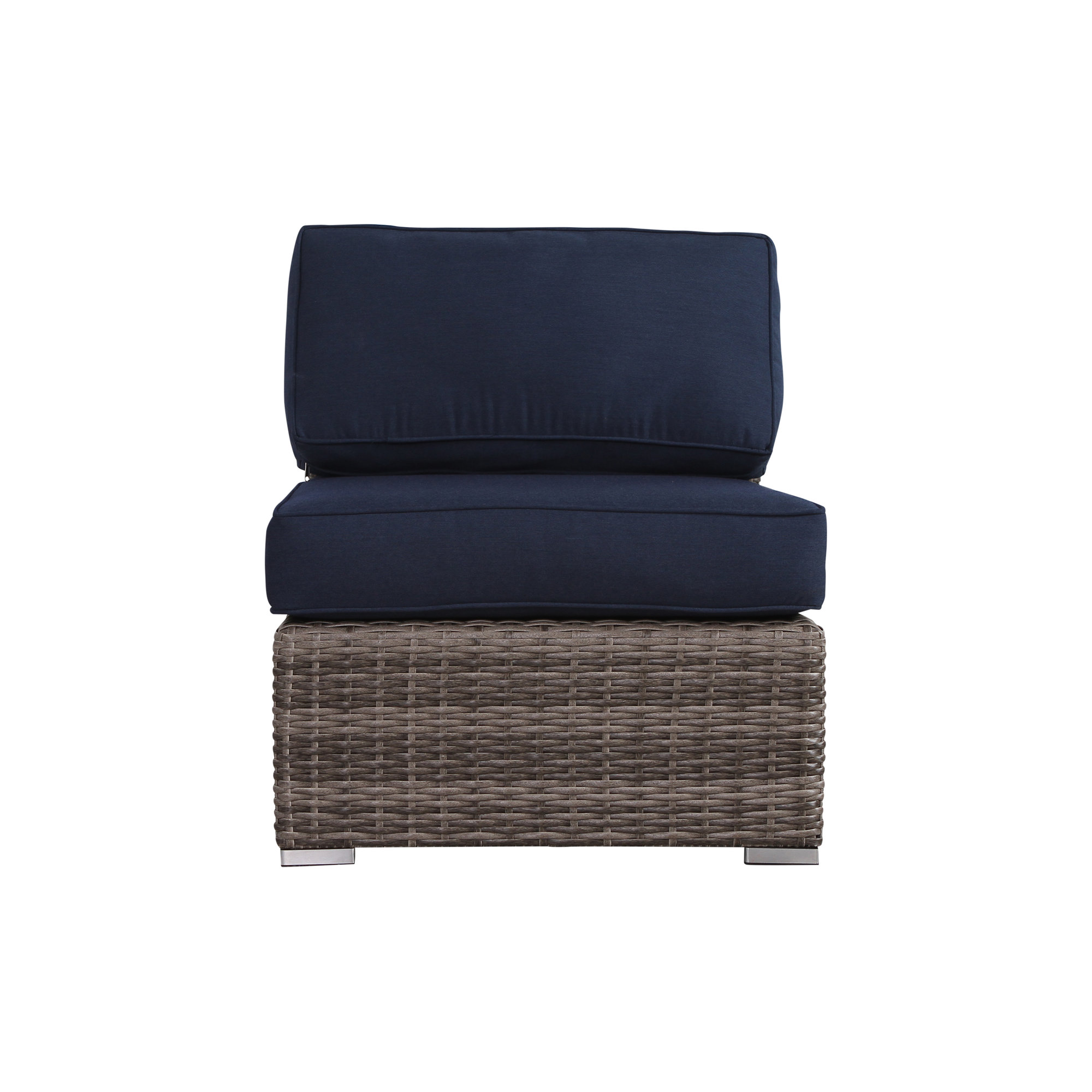 Franke Wicker 8 Person Seating Group, Mixed Gray, Canvas Navy Sunbrella® Canvas