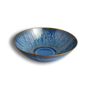 Extra Large Ceramic Bowl Indigo Blue Modern Rustic Stoneware Mixing Bowl  Organic Pottery Salad Serving Bowl Handmade Wabi Sabi Fruit Bowl 