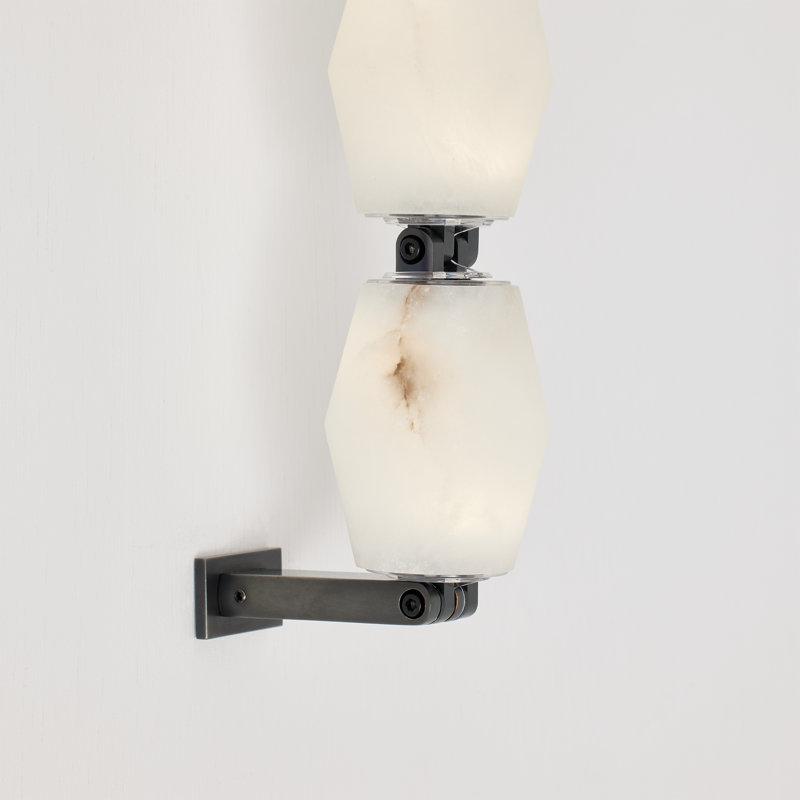 Sean Lavin Collier 28 Sconce in Polished Nickel with Alabaster shade, 2700K, Bronze