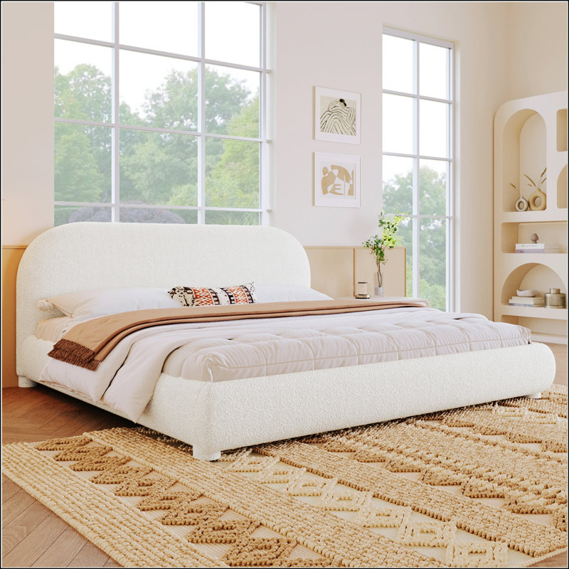 Lit tapissier en tissu de style crème, Cream