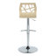Tabouret de bar réglable avec pivot en métal chromé, bois naturel et similicuir crème avec repose-pieds arrondi en T - ensemble de 2