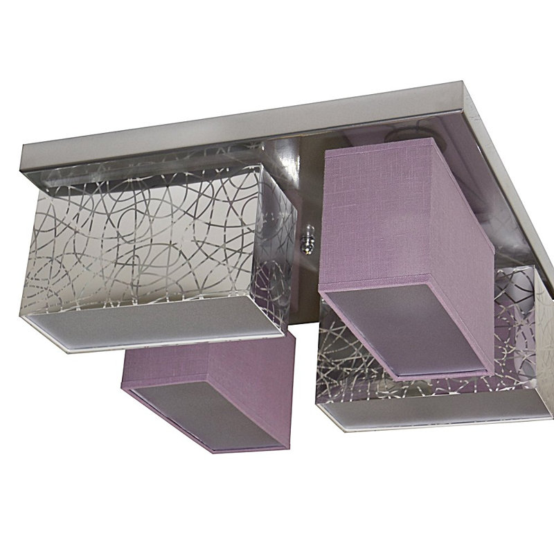Pascoe Fabric Semi Flush Mount, Silver/Purple Transparent