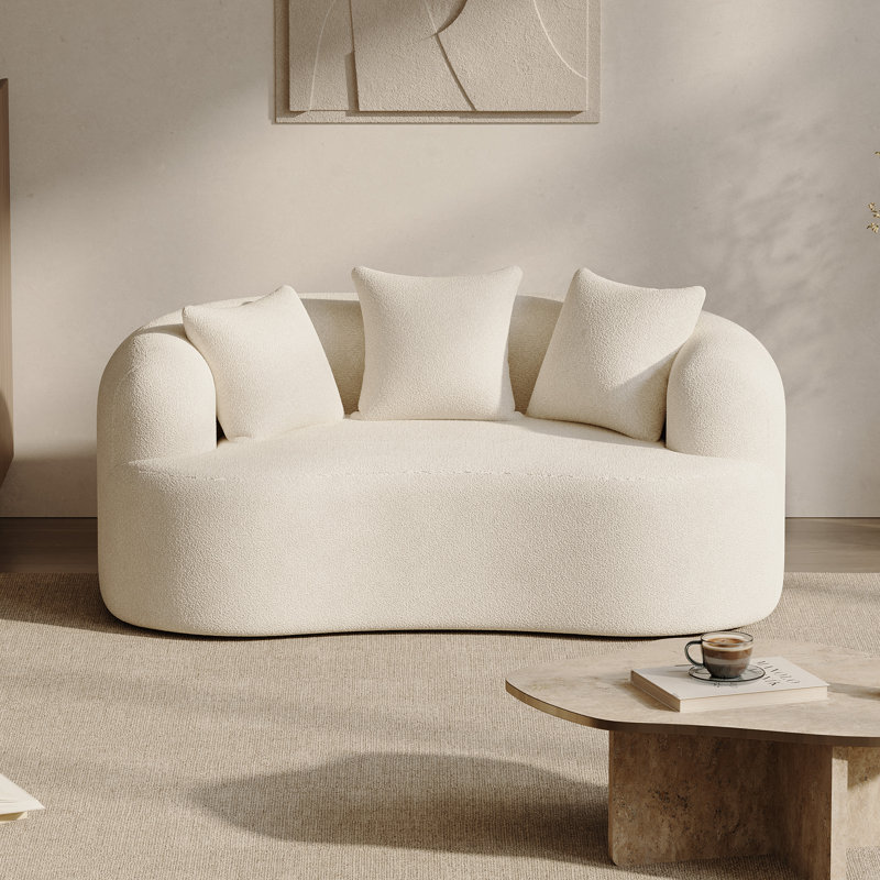 Canapé 68,5 po Chenille, H 24,8 po x l 68,5 po x P 39,4 po, Beige / Blanc, 2