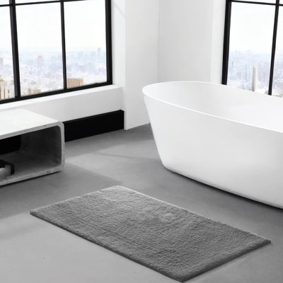1Pc 24X72" Grey Spa - Quality Heavy Weight Marshmallow Bath Rug With Soft Feel, Quick Dry & Absorbent, , High Pile Microfiber, Non Skid Latex Backing, Machine Washable Style Duty Incredibly ,