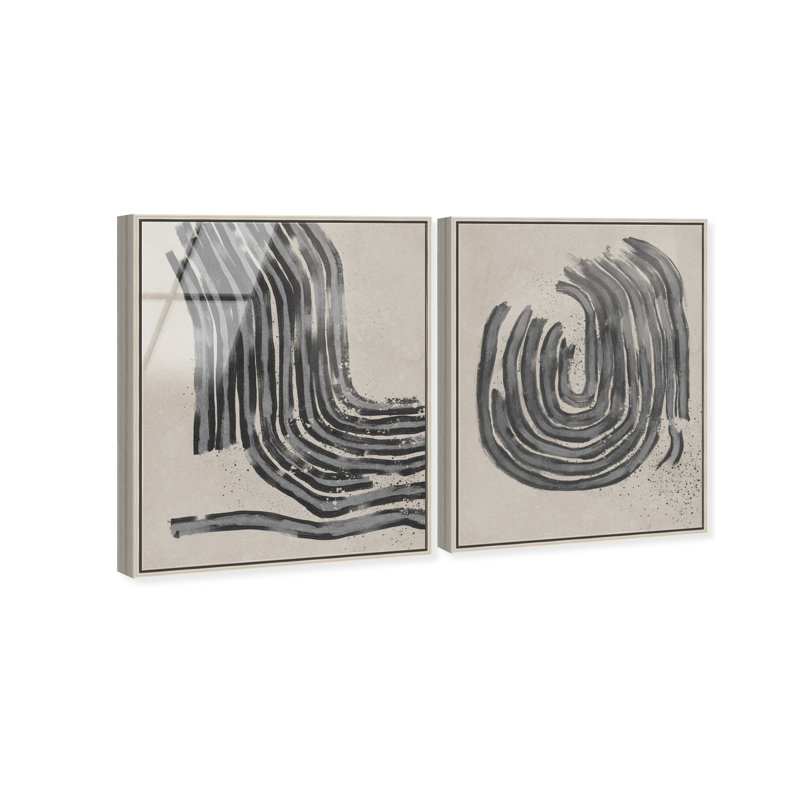 Two Spaces Set High-Gloss Frameless Acrylic Glass Wall Art Abstract Print by Oliver Gal, Ready to Hang, 16 x 20, 31"H x 37"W
