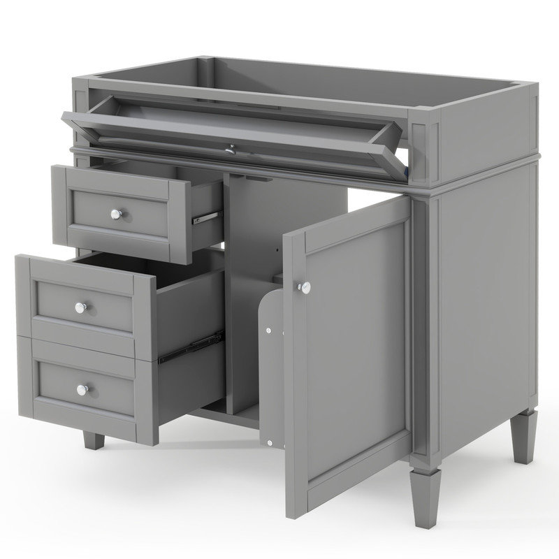 Meuble-lavabo moderne de 36 po avec organisateur de porte d'armoire, portes à fermeture douce, grand rangement sans lavabo supérieur