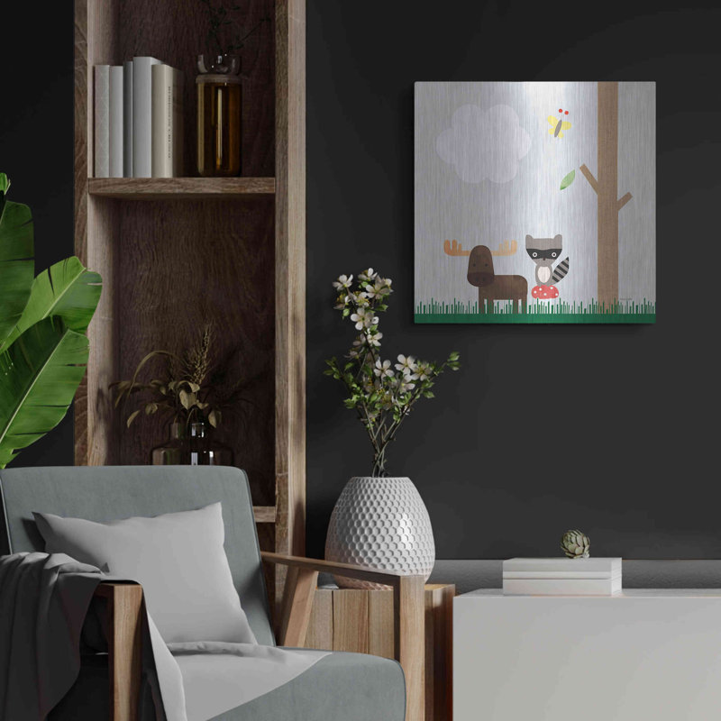 «Wood Land Animals I» par Ann Kelle, H 24 po x l 24 po