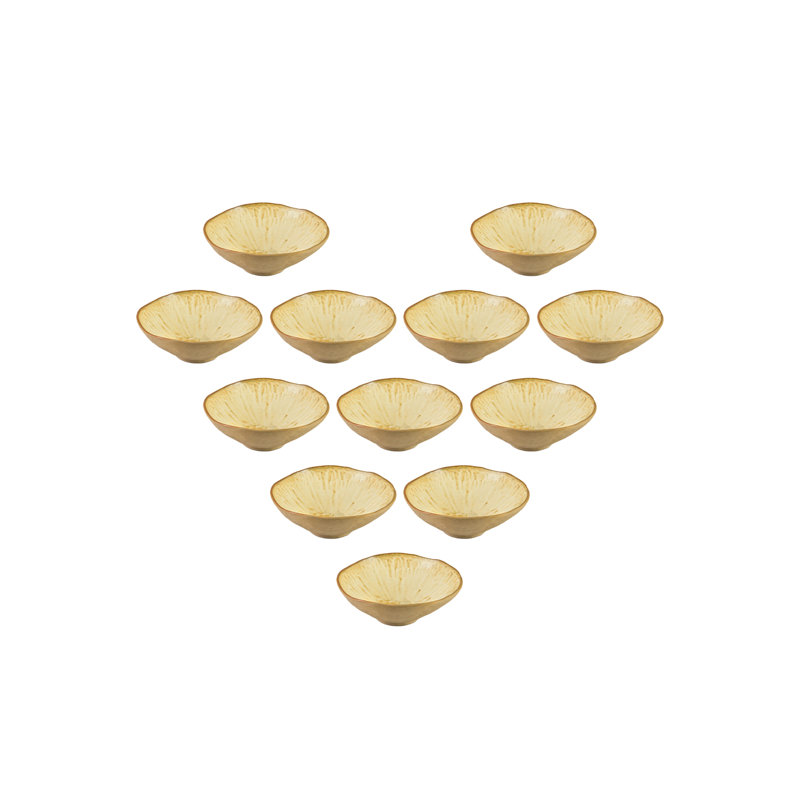 Bol en céramique beige terreux Red Barrel Studio® - Conception artisanale, idéal pour les centres de table, les fruits, les bonbons, le service, le support de pot-pourri, l'organisateur, le fourre-tout, paquet de 12