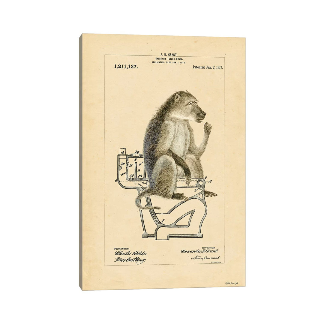 Monkey In Bowl - Print on Canvas
