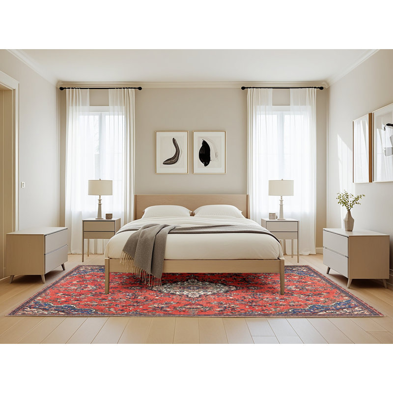 Tapis oriental rouge et bleu, Rectangle 5 pi x 8 pi