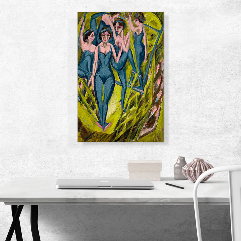 "Blue artistes" par Ernst Ludwig Kirchner - reproduction d'art sur toile tendue, H 26 po x l 18 po x 1,5 po