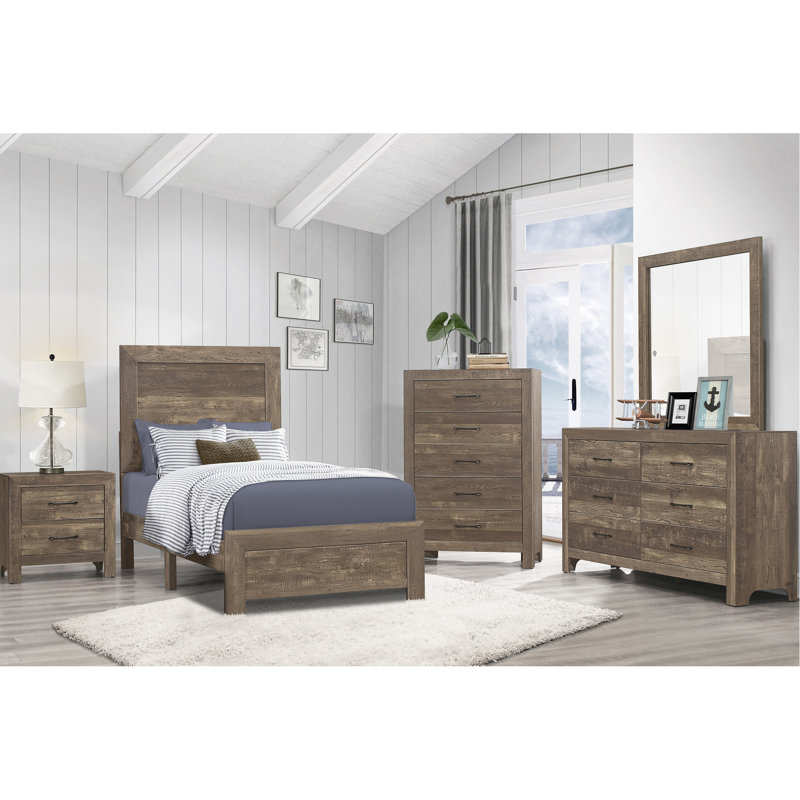 Bedroom Nightstand, 2 Drawers With Intriguing Metal Pulls Nightstand In Hue, Enhancements, Rustic Brown