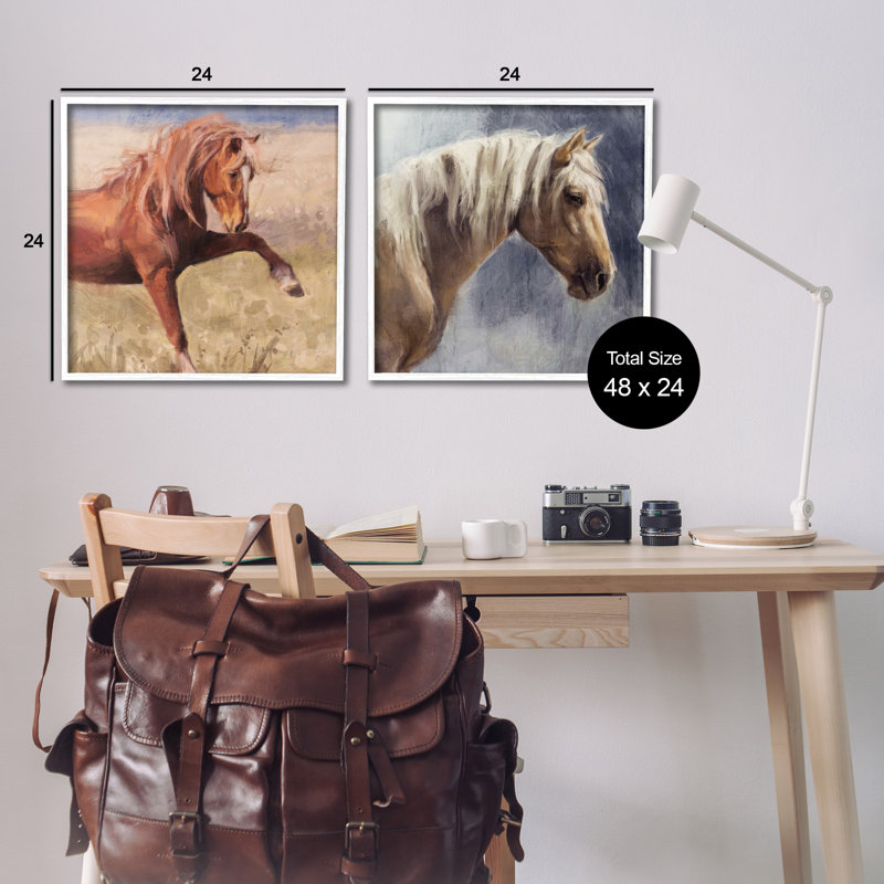  «Rustic Stallions Portraits», ensemble de 2 estampes numériques par Nina Blue, H 24 po x l 24 po
