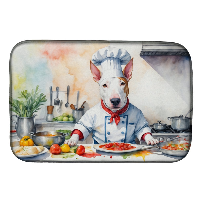 Bull Terrier The Chef Dish Drying Mat