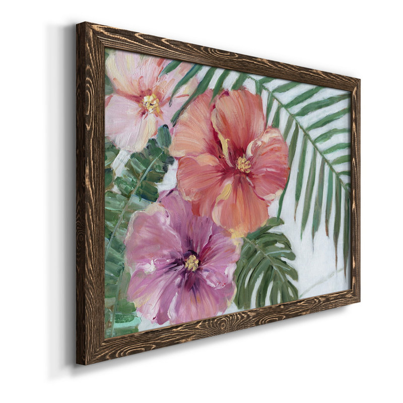 Blooming Hibiscus - Reproduction d'art sur toile encadrée, Toile avec cadre en noyer, H 24 po x l 18 po x P 1,5 po