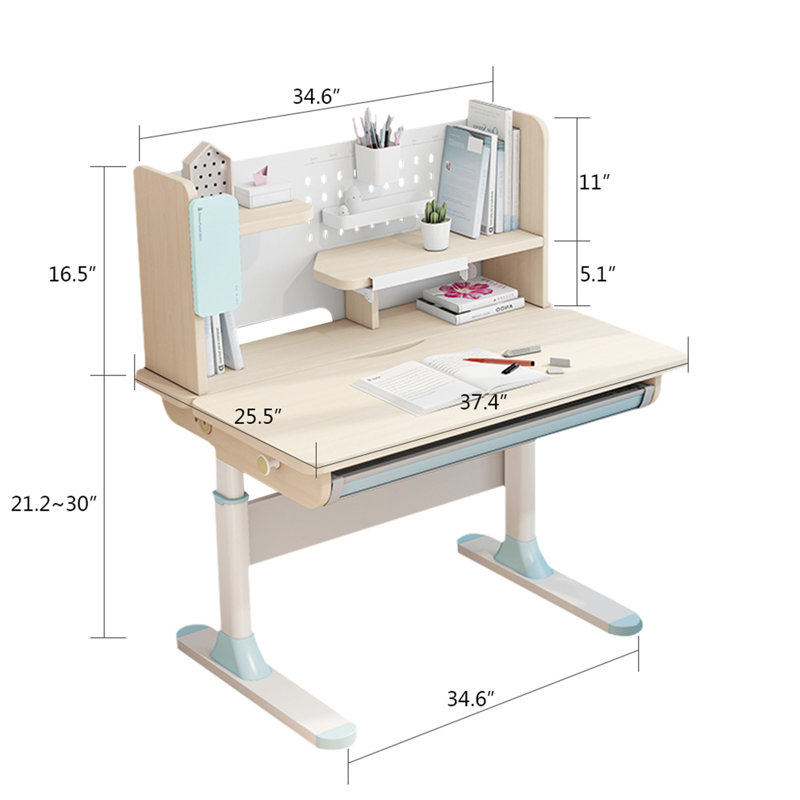 Dhela 37.4'' Writing Desk Chair Set, Blue