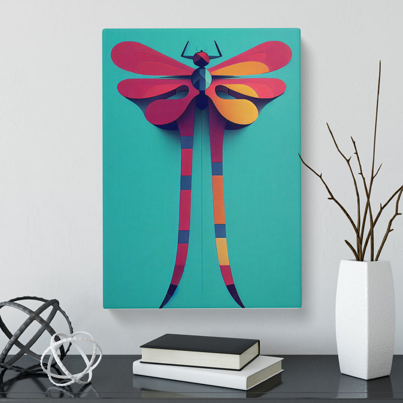 Bryne Dragonfly Cubism - Wrapped Canvas, 50cm H x 35cm W x 3cm D
