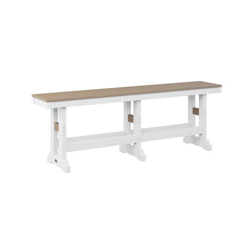 Banc berlinois classique de 66 po Berlin, H 18 po x l 66 po x P 12,5 po, Bois patiné / blanc